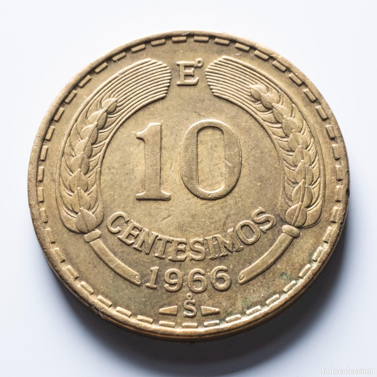 Monedas antiguas de Am&eacute;rica: 10 centesimos 1966 Chile EBC - Foto 1