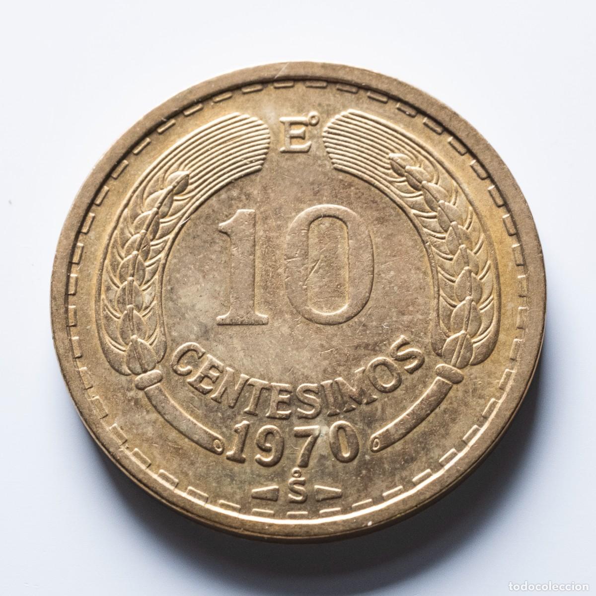 Monedas antiguas de Am&eacute;rica: 10 centesimos 1970 Chile EBC - Foto 1