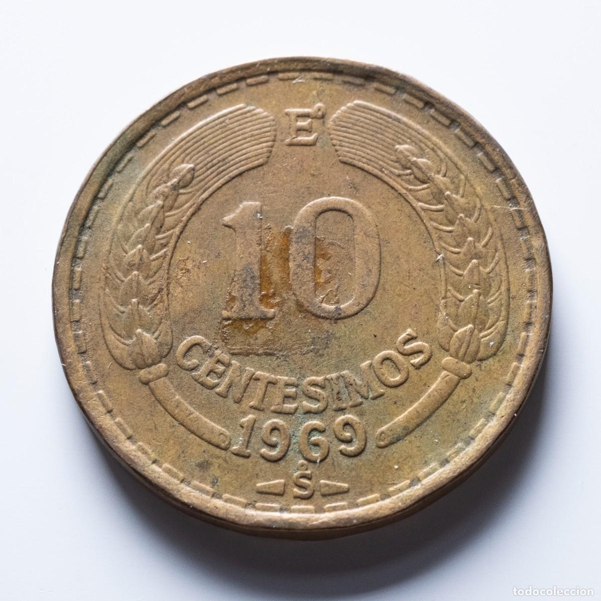 Monedas antiguas de Am&eacute;rica: 10 centesimos 1969 Chile MBC - Foto 1
