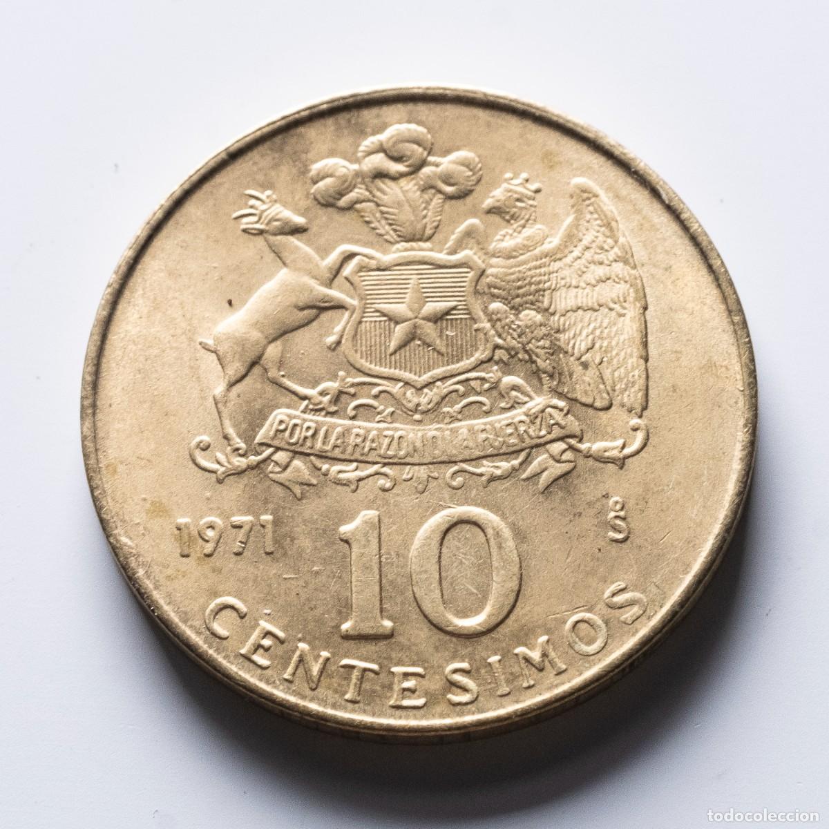 Monedas antiguas de Am&eacute;rica: 10 centesimos 1971 Chile EBC - Foto 1