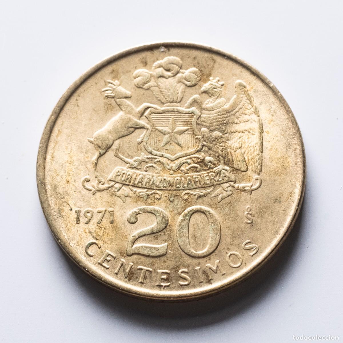 Monedas antiguas de Am&eacute;rica: 20 centesimos 1971 Chile EBC - Foto 1