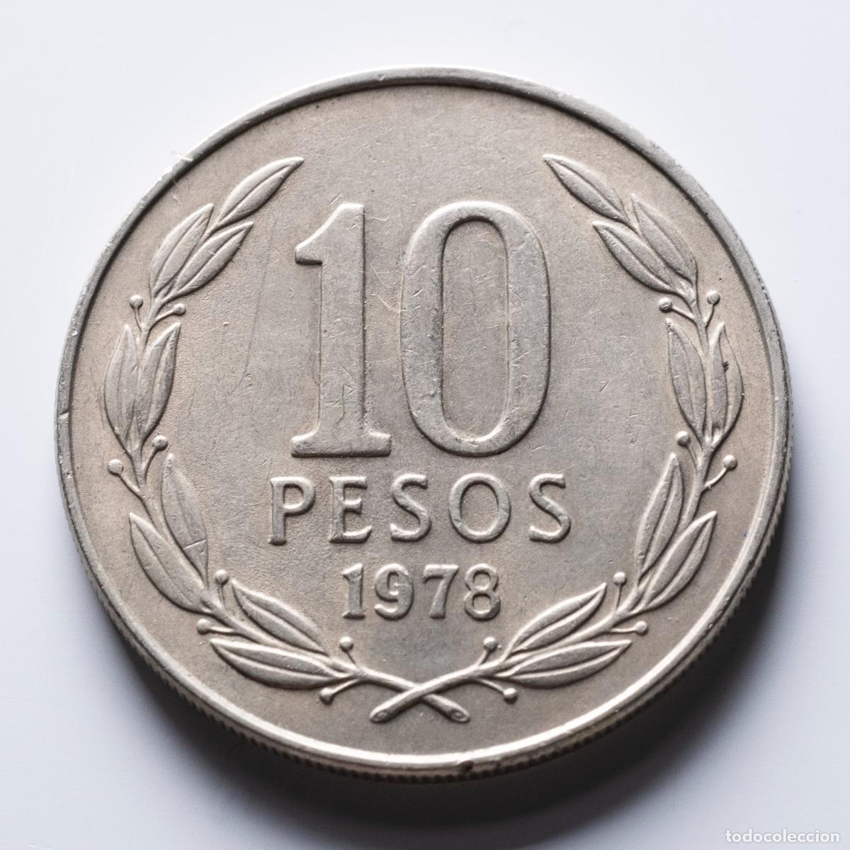 Monedas antiguas de Am&eacute;rica: 10 pesos 1978 Chile MBC - Foto 2