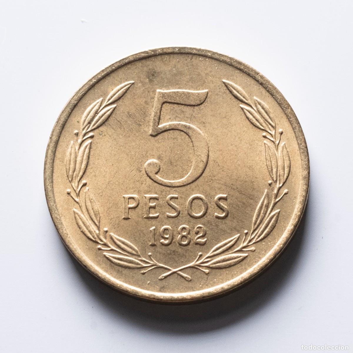 Monedas antiguas de Am&eacute;rica: 5 pesos 1982 Chile EBC - Foto 2