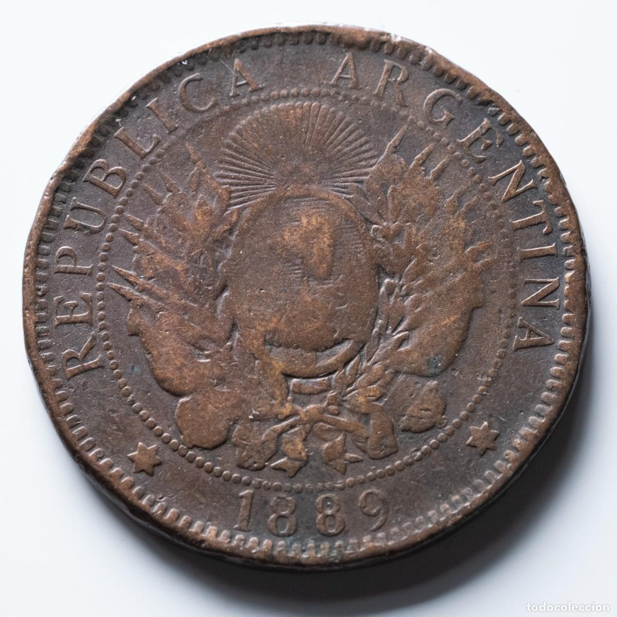Monedas antiguas de Am&eacute;rica: 2 centavos 1889 Argentina - Foto 2
