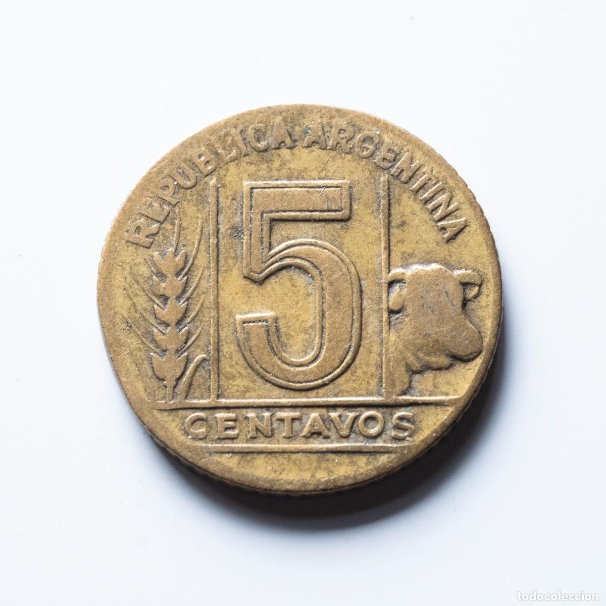 Monedas antiguas de Am&eacute;rica: 5 centavos 1945 Argentina - Foto 2