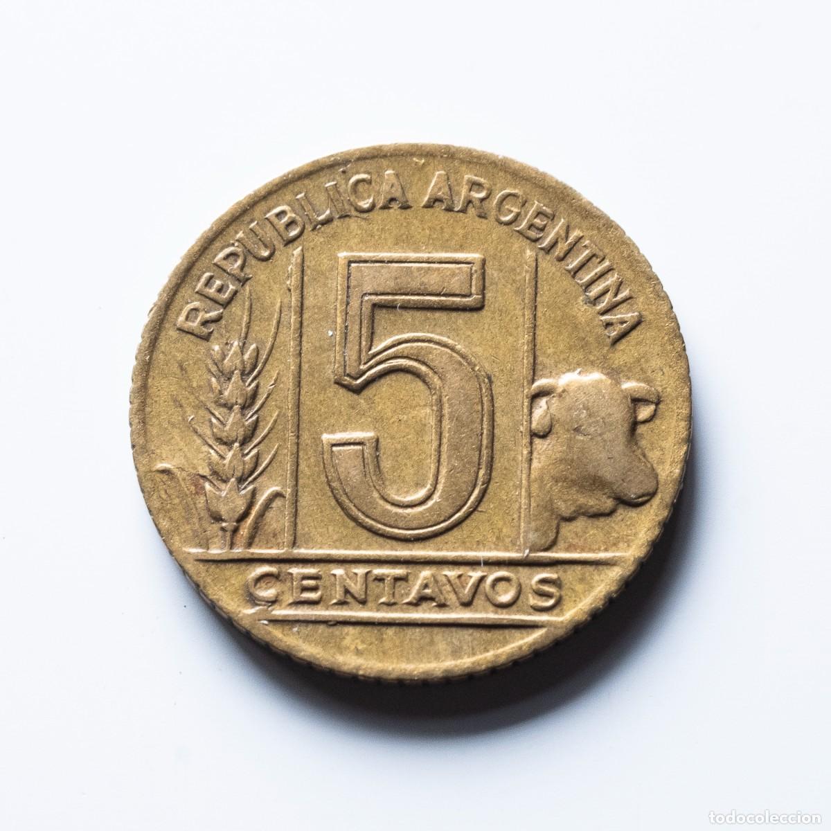Monedas antiguas de Am&eacute;rica: 5 centavos 1946 Argentina - Foto 2