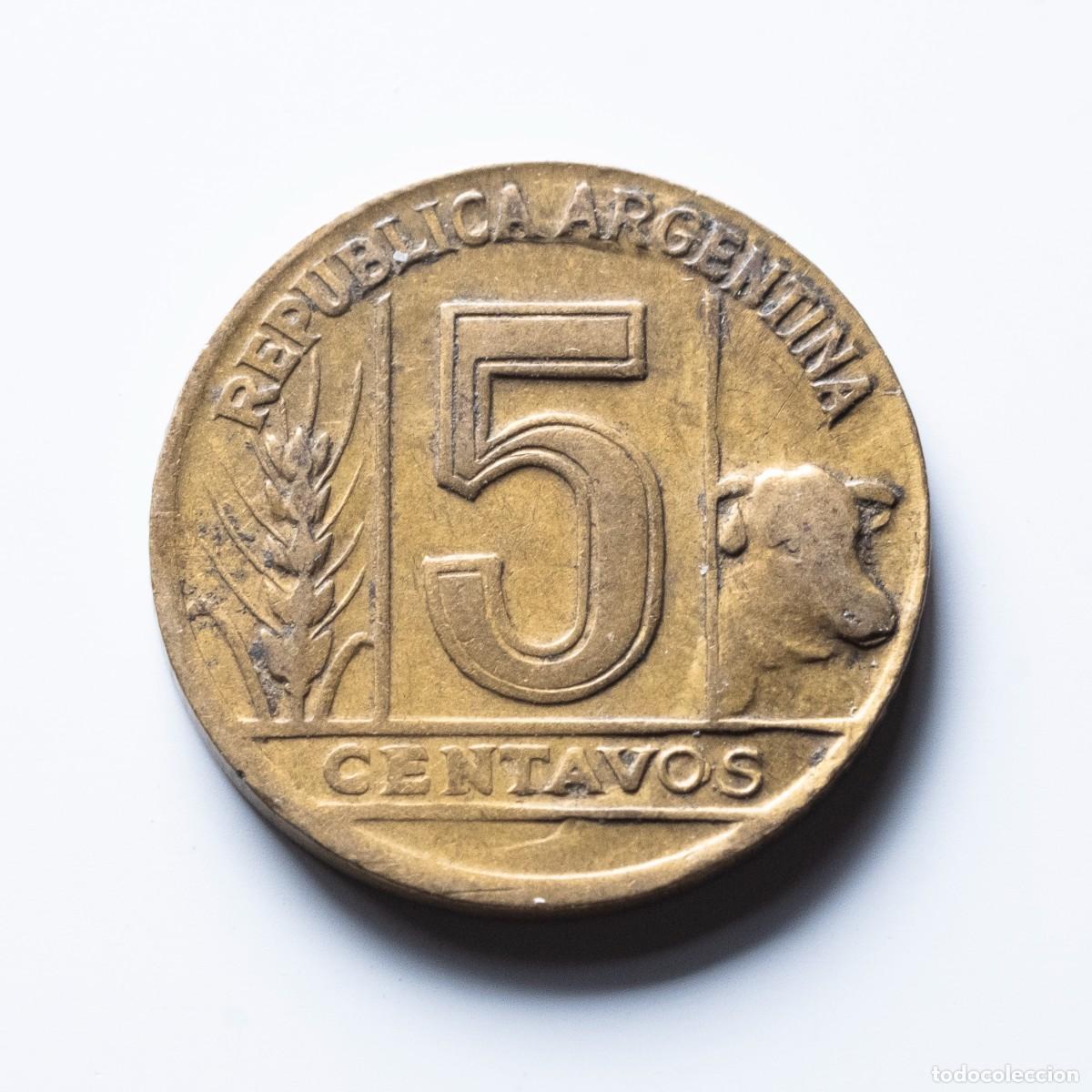 Monedas antiguas de Am&eacute;rica: 5 centavos 1949 Argentina - Foto 2