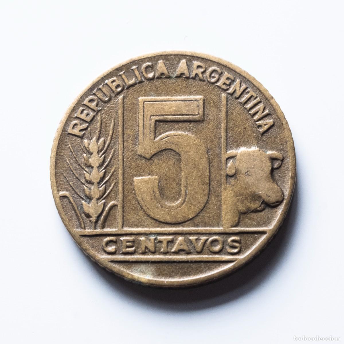Monedas antiguas de Am&eacute;rica: 5 centavos 1950 Argentina - Foto 2