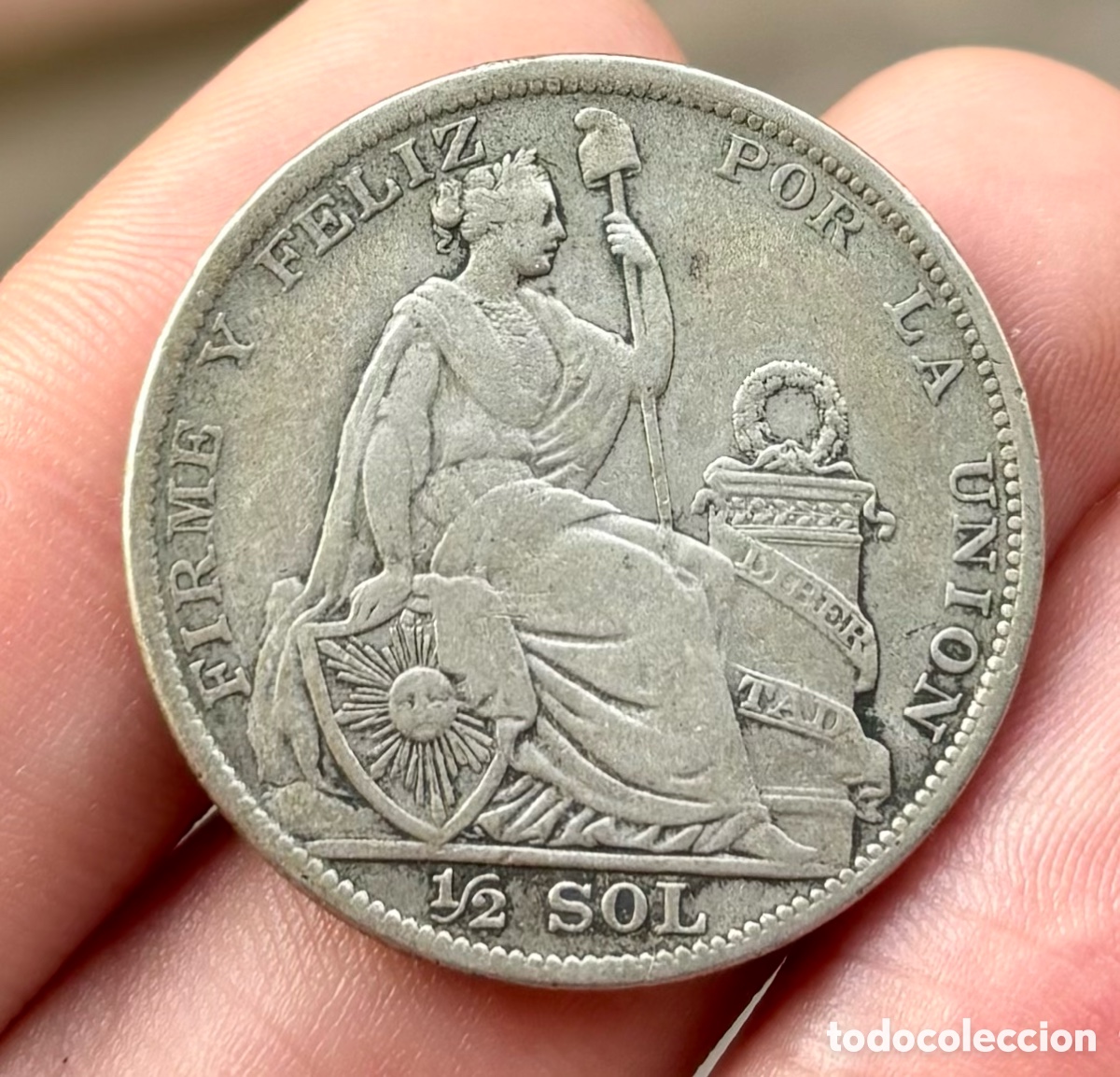 Monedas antiguas de Am&eacute;rica: Moneda PLATA PERU 1/2 Sol 1923 - Foto 2