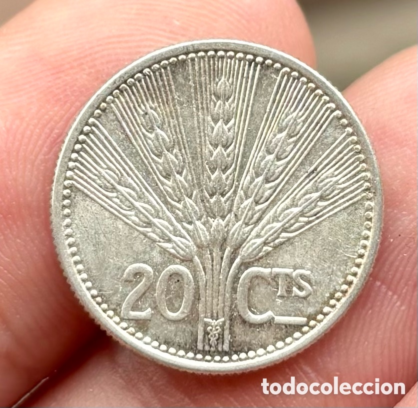 Monedas antiguas de Am&eacute;rica: Moneda PLATA URUGUAY 20 Cent&eacute;simos 1954 - Foto 1