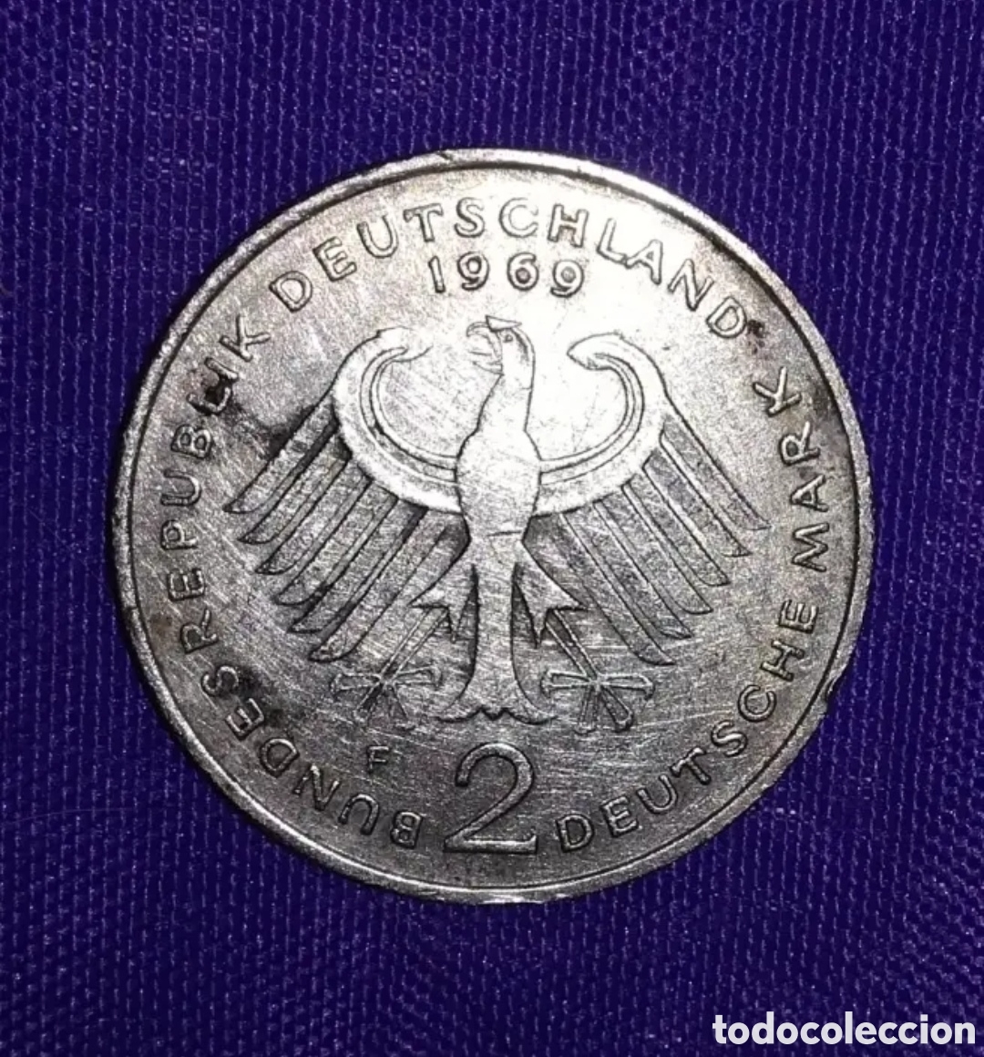 Monedas antiguas de Am&eacute;rica: Moneda 2 DEUTSCHE MARK 1969 BUNDES REPUBLIK DEUTSCHLAND