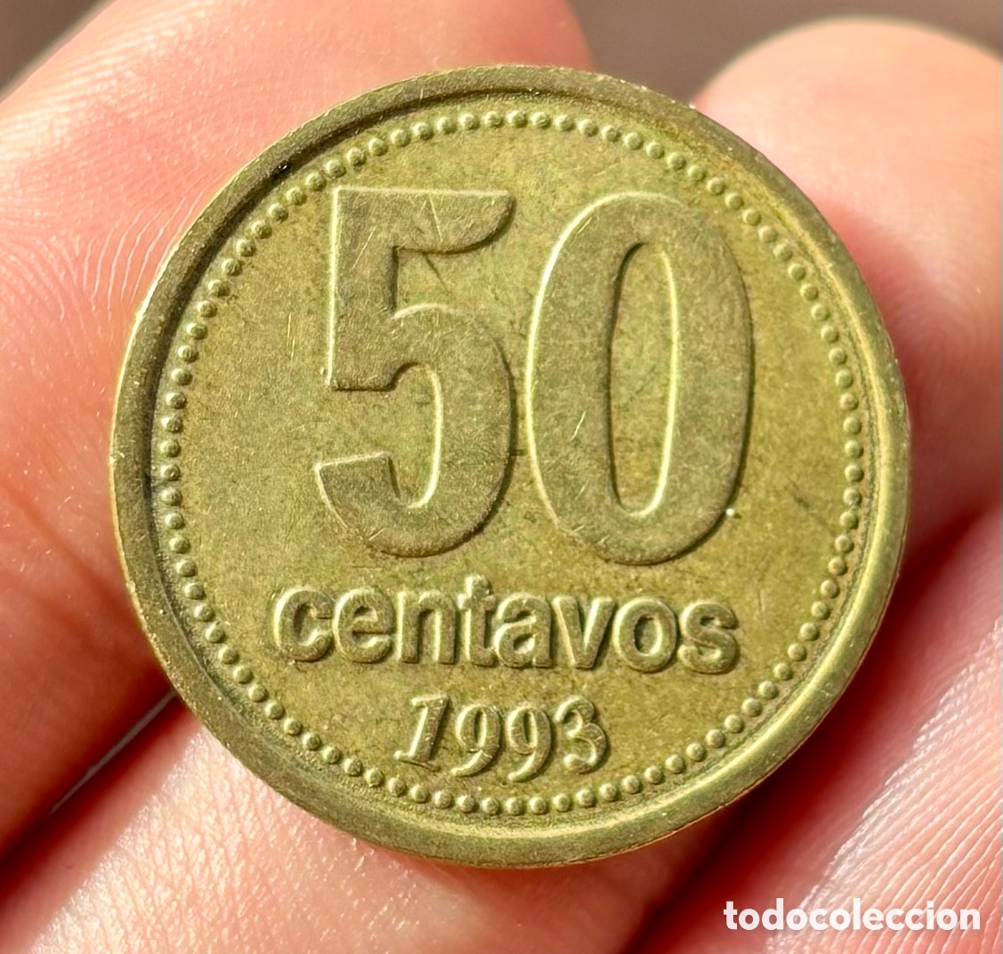 Monedas antiguas de Am&eacute;rica: Moneda ARGENTINA 50 Centavos 1993 - Foto 2