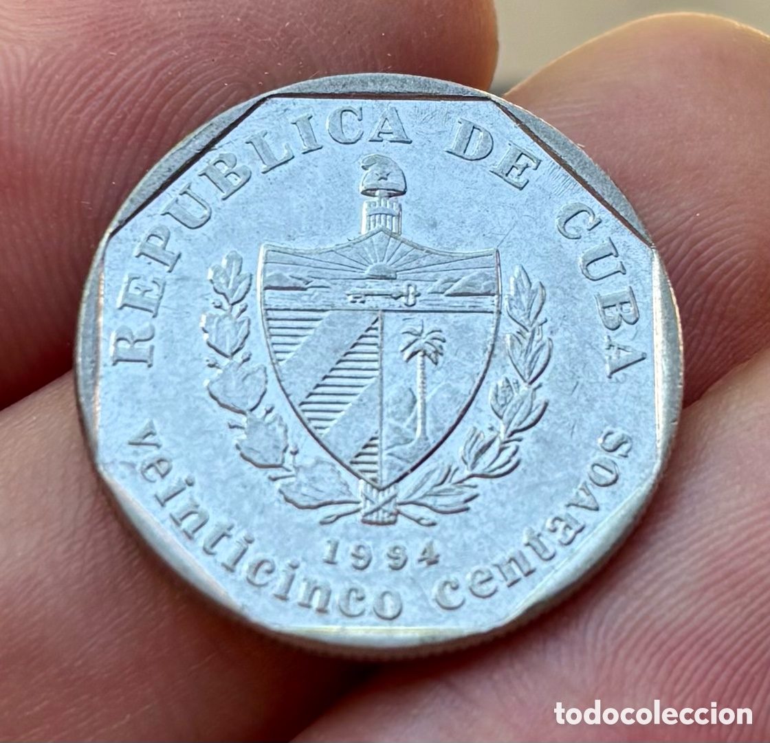 Monedas antiguas de Am&eacute;rica: Moneda CUBA 25 Centavos 1994 - Foto 2