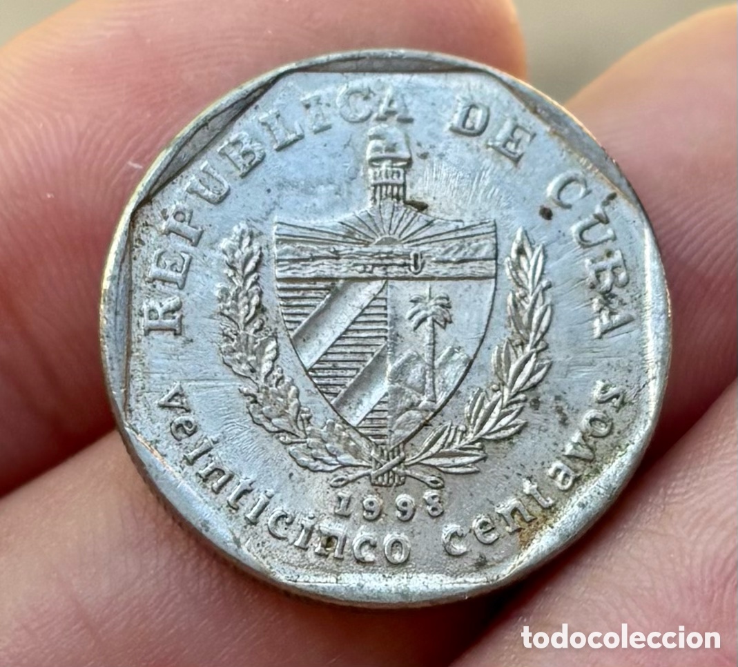 Monedas antiguas de Am&eacute;rica: Moneda CUBA 25 Centavos 1998 - Foto 2