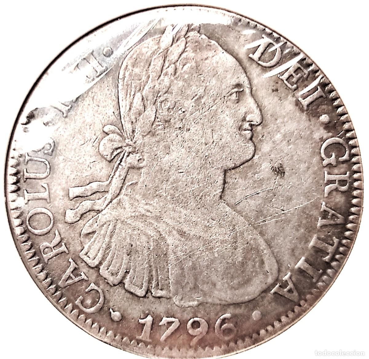 Monedas antiguas de Am&eacute;rica: MEXICO (1789-1822) - 8 REALES 1796 FM Mo - REY CARLOS IIII - 27,07 GR. PLATA 0,896 - DIAMETRO 39 mm