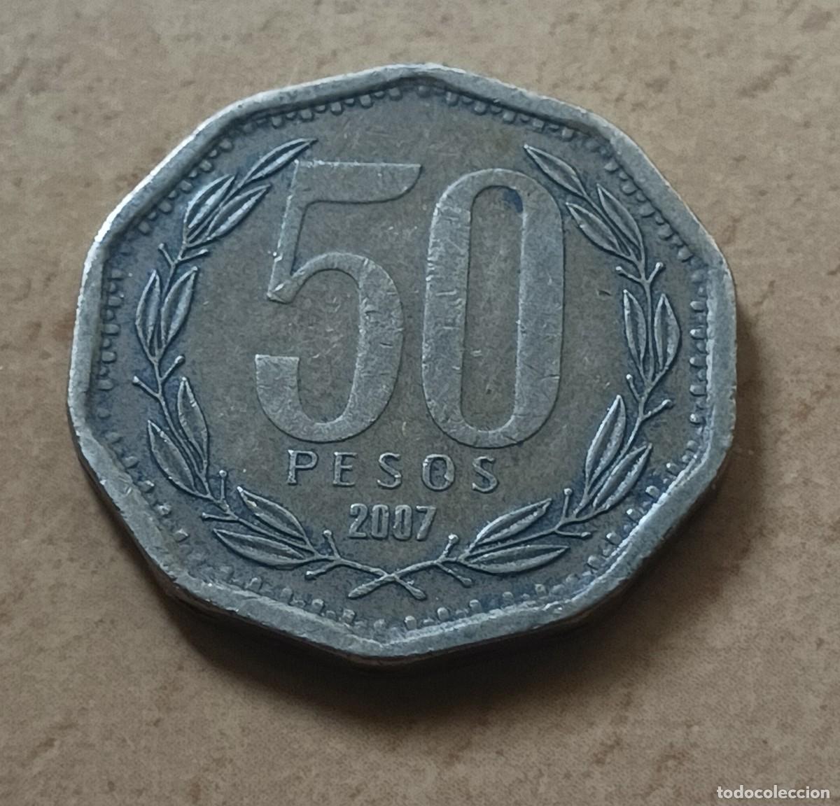 Monedas antiguas de Am&eacute;rica: 50 pesos de Chile. A&ntilde;o 2007 - Foto 1