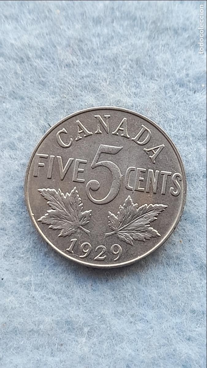 Monedas antiguas de Am&eacute;rica: Canad&aacute;. 5 C&eacute;ntimos. A&ntilde;o 1929. - Foto 1