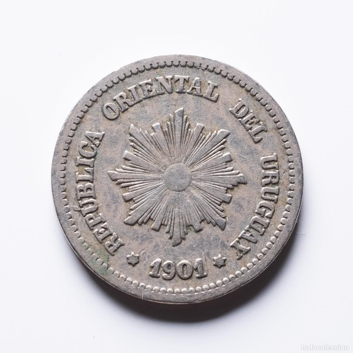 Monedas antiguas de Am&eacute;rica: 2 centesimos 1901 Uruguay - Foto 1