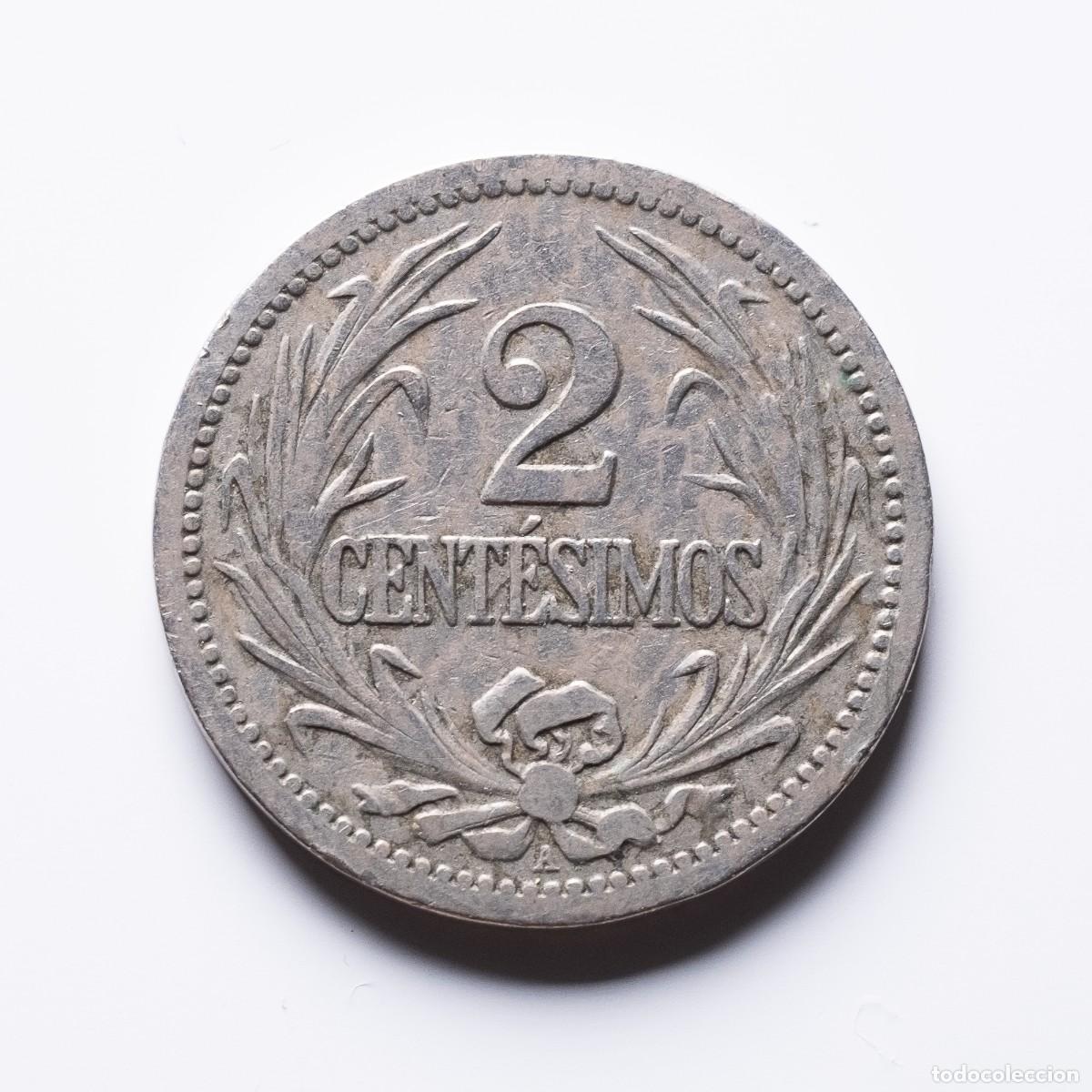 Monedas antiguas de Am&eacute;rica: 2 centesimos 1901 Uruguay - Foto 2