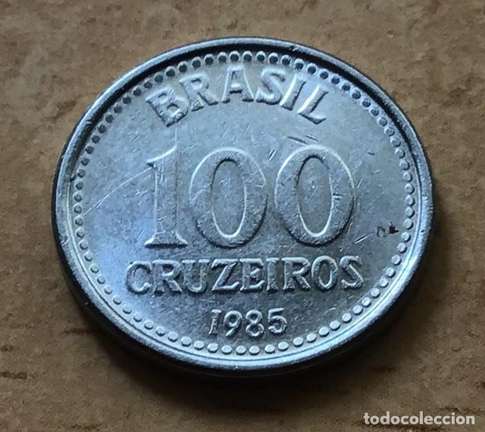 Monedas antiguas de Am&eacute;rica: 100 cruceiros de Brasil. A&ntilde;o 1985