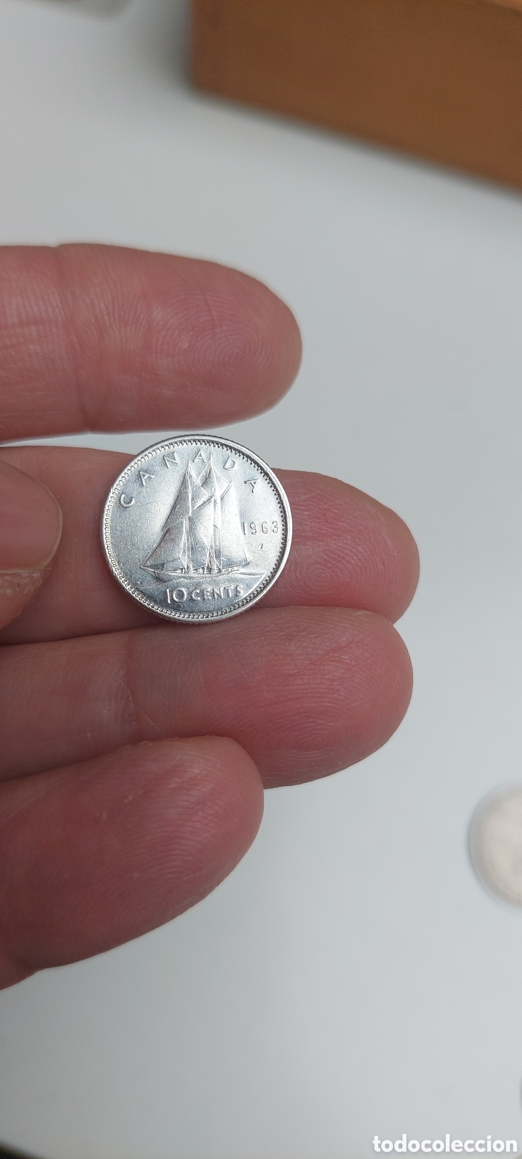 Monedas antiguas de Am&eacute;rica: 10 Cents Canada 1963 plat - Foto 2