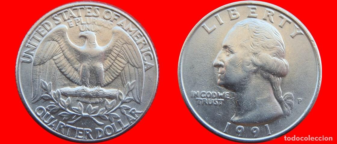 Moedas antigas da Am&eacute;rica: 25 CENTAVOS QUARTER 1991-P USA-125180