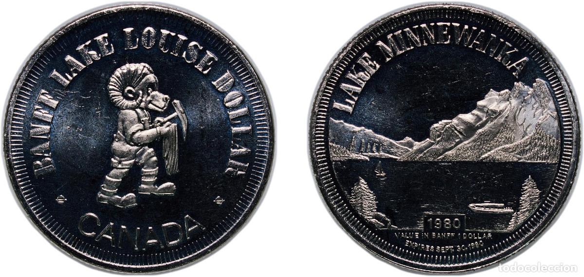 Moedas antigas da Am&eacute;rica: Canada 1980 Banff Lake Louise Dollar - Banff, Alberta Nickel (50000) 14.04g BU Pel AB145