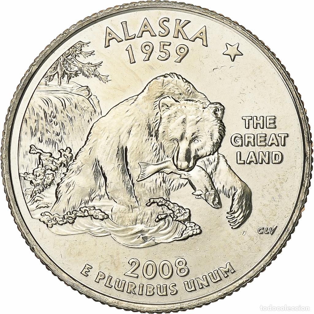 Monedas antiguas de Am&eacute;rica: [#394497] Estados Unidos, Quarter, Quarter Dollar, 2008, Denver, Alaska 1959, Cobre -