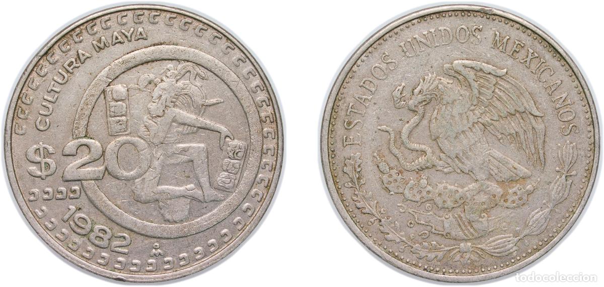Moedas antigas da Am&eacute;rica: Mexico United Mexican States 1982 Mo 20 Pesos Copper-nickel (236892000) 15.2g XF KM 486 Sch&ouml;n 78