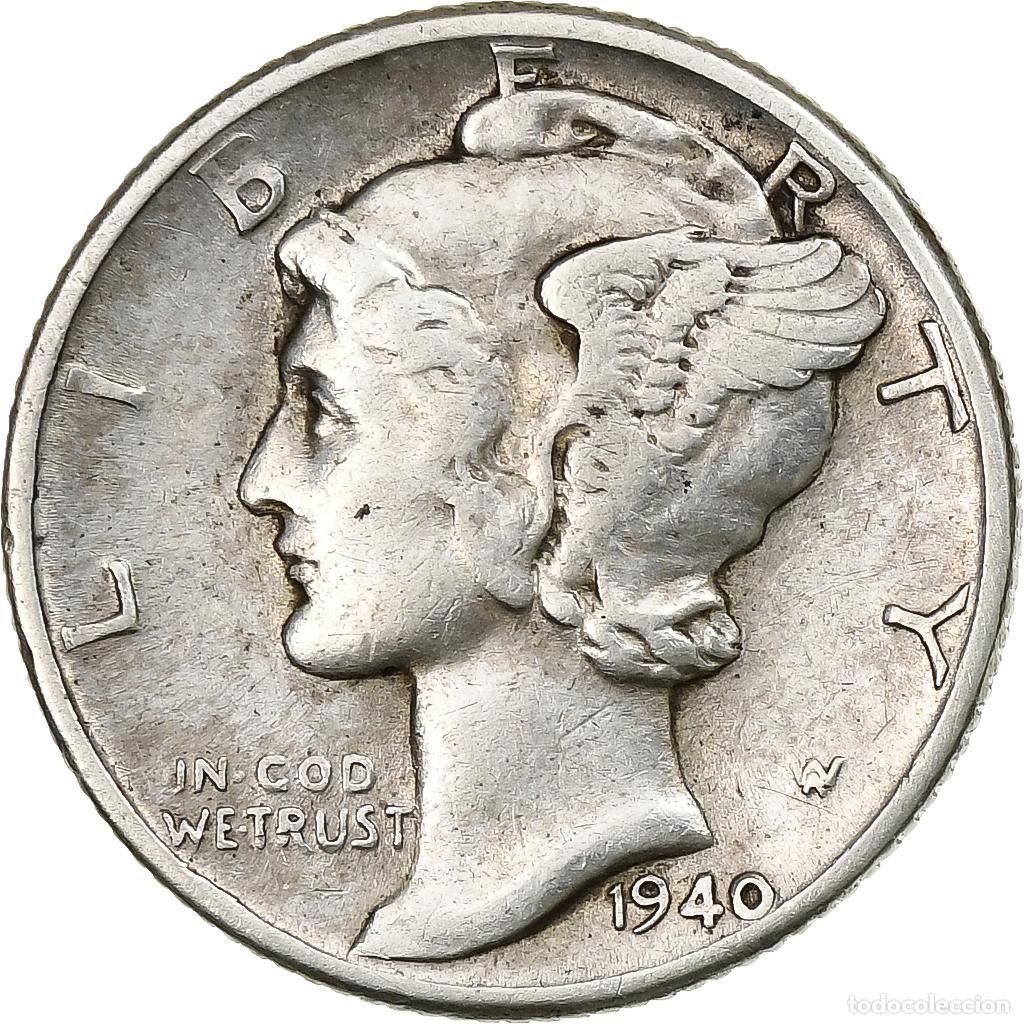 Moedas antigas da Am&eacute;rica: [#1115934] Estados Unidos, Dime, Mercury Dime, 1940, U.S. Mint, Plata, MBC, KM:140