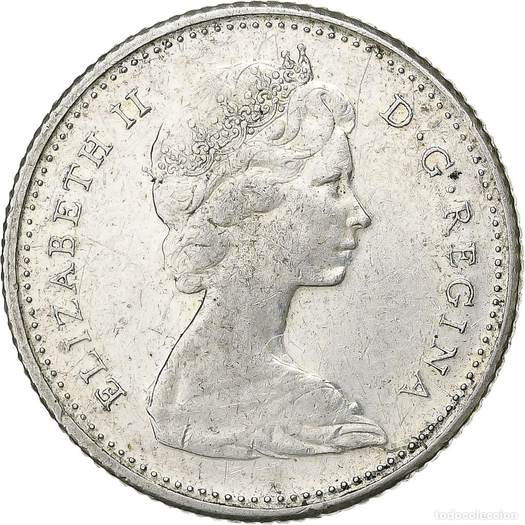 Moedas antigas da Am&eacute;rica: [#197473] Canad&aacute;, Elizabeth II, 10 Cents, 1965, Royal Canadian Mint, Plata, MBC+, KM:61
