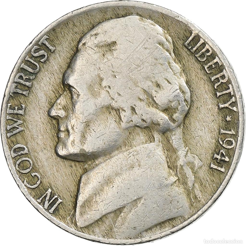 Old Coins of America: [#136008] Estados Unidos, 5 Cents, Jefferson, 1941, Philadelphia, Cobre - n&iacute;quel, BC+