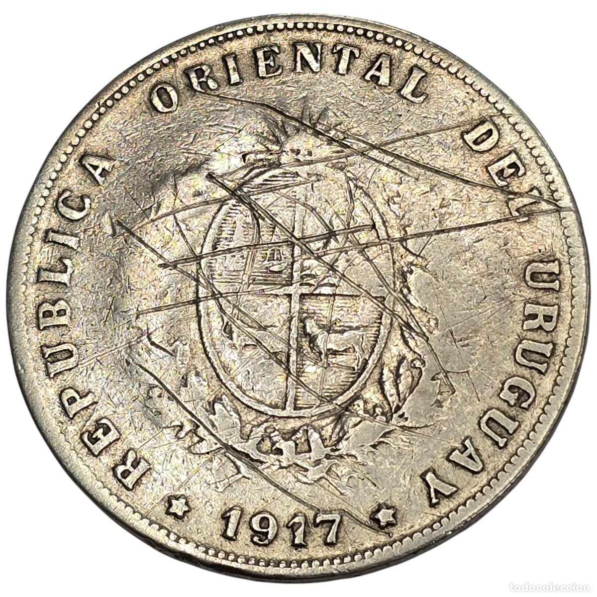 Monedas antiguas de Am&eacute;rica: URUGUAY. 50 CENTIMOS. 1917. - Foto 2