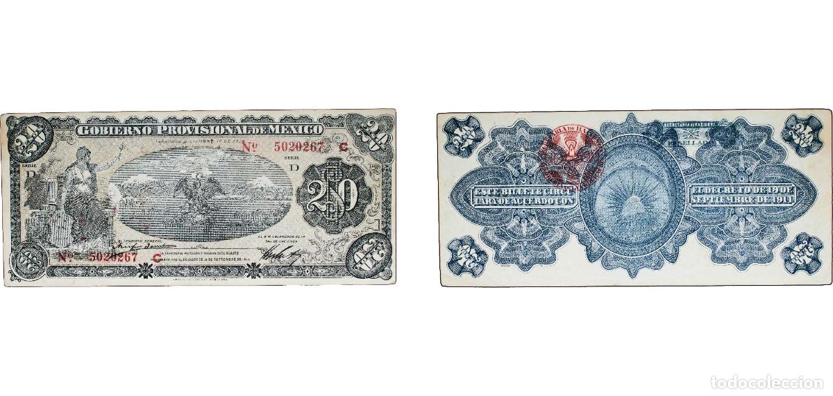 Monete antiche di America: Mexico, Federal District of 1914 20 Pesos (Gobierno Provisional de M&eacute;xico) Paper VF P S705