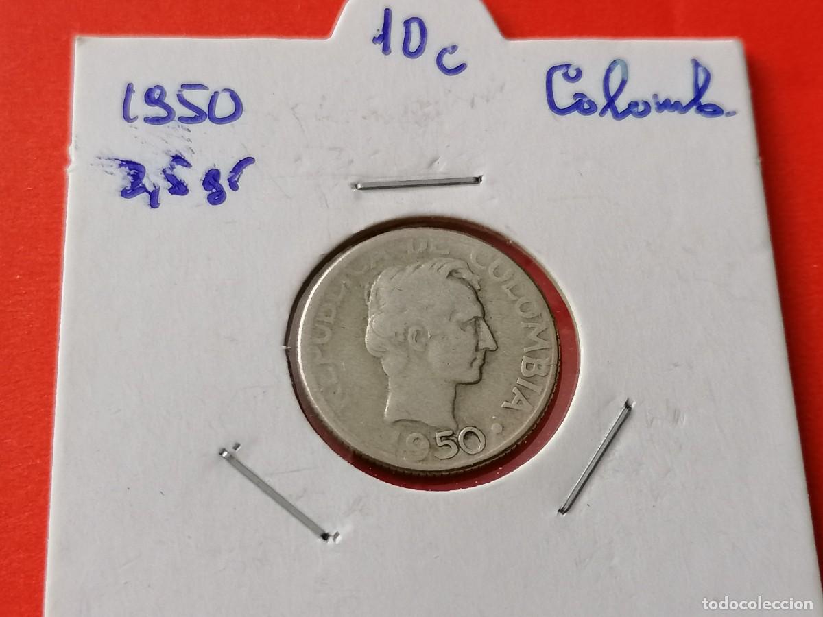 Monedas antiguas de Am&eacute;rica: Moneda, Colombia, 10 cent, 1950, BC - Foto 1
