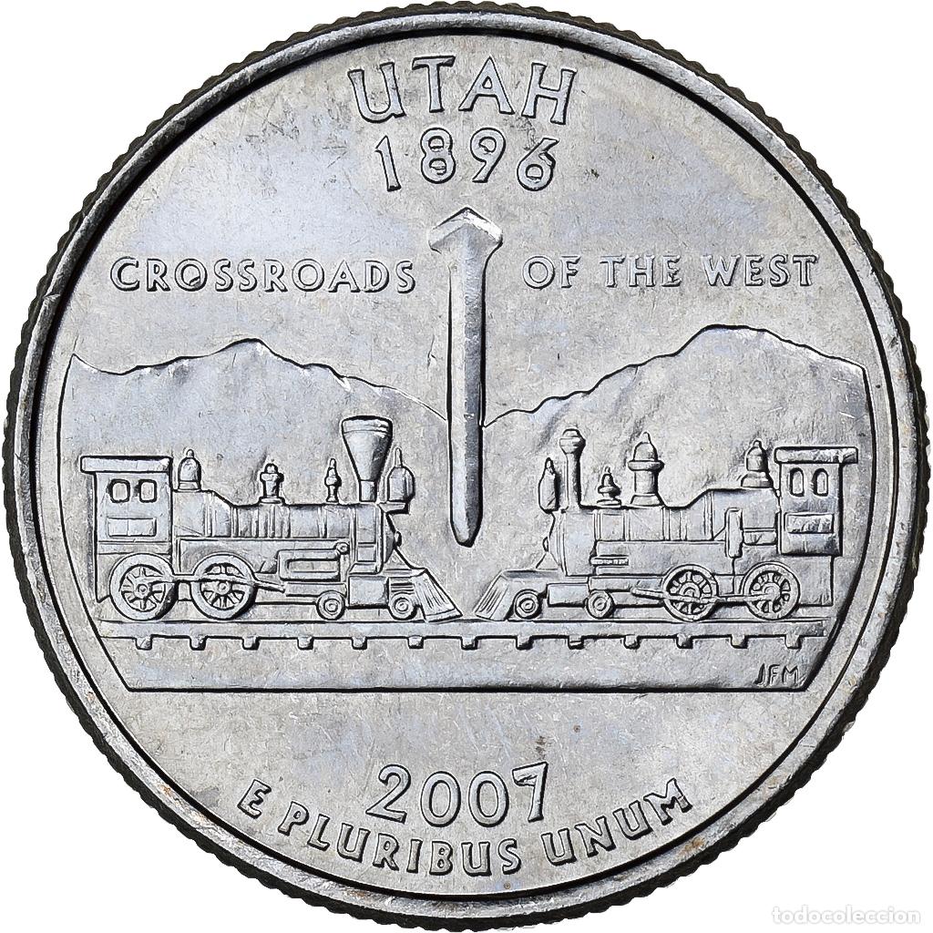 Alte M&uuml;nzen aus Amerika: [#396652] Estados Unidos, Quarter, Quarter Dollar, 2007, Philadelphia, Utah 1896, Cobre -