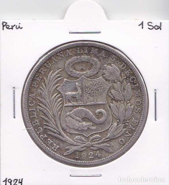 Monedas antiguas de Am&eacute;rica: PER&Uacute; 1 SOL 1924 REP&Uacute;BLICA PERUANA - Foto 1