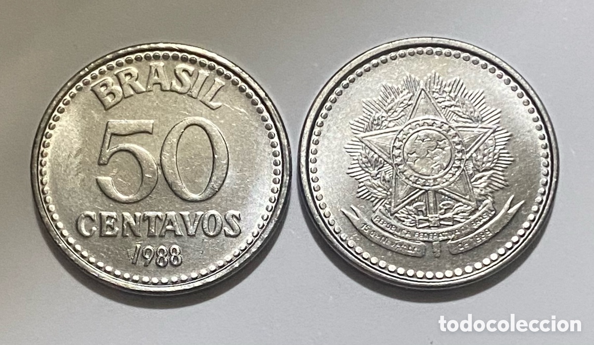 Monedas antiguas de Am&eacute;rica: Brasil 50 centavos 1988 - Foto 1