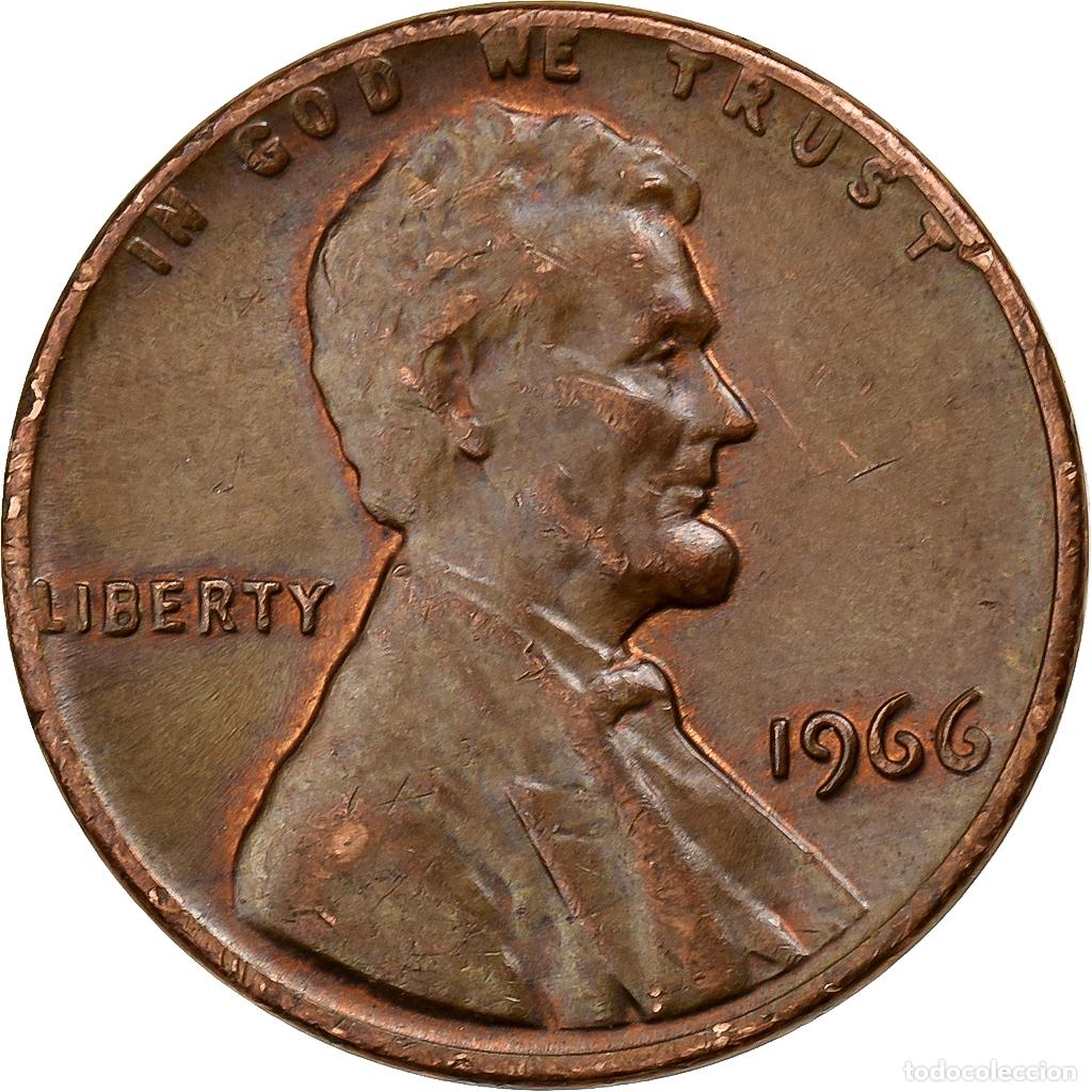 Alte M&uuml;nzen aus Amerika: [#198916] Estados Unidos, Cent, Lincoln, 1966, U.S. Mint, Lat&oacute;n, MBC, KM:201