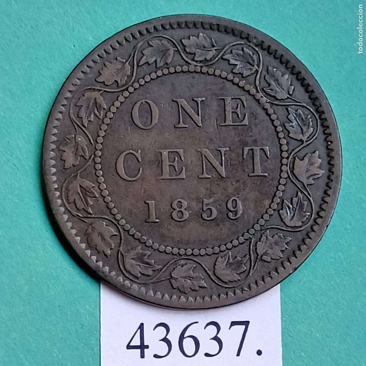 Monedas antiguas de Am&eacute;rica: Canada 1 c&eacute;ntimo 1859 - Foto 2