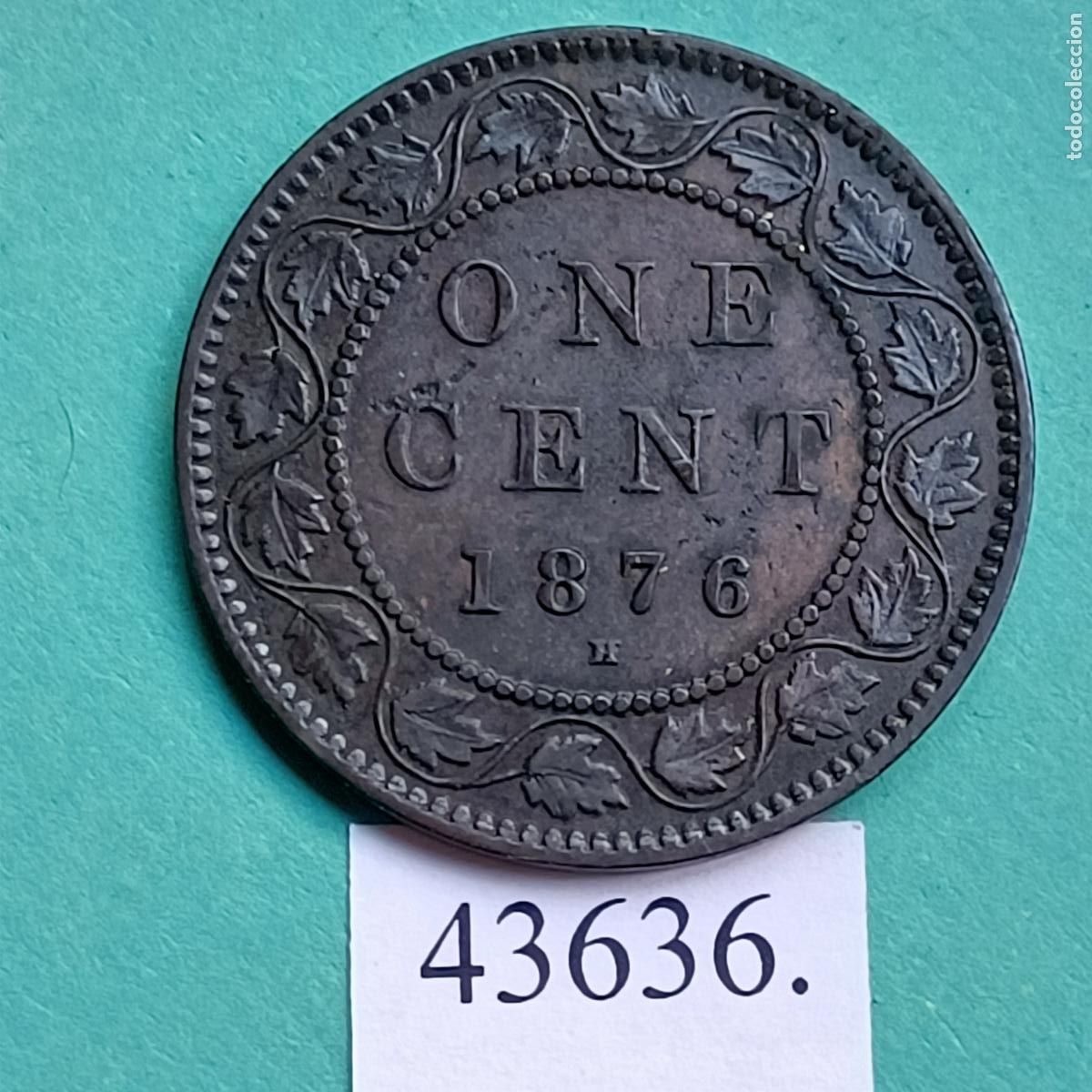 Monedas antiguas de Am&eacute;rica: Canada 1 c&eacute;ntimo 1876 H - Foto 2