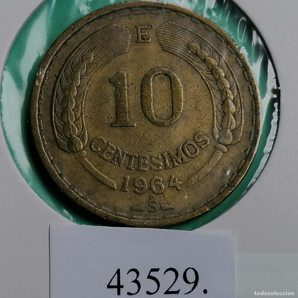 Monedas antiguas de Am&eacute;rica: Chile 10 cent&eacute;simos 1964 - Foto 2