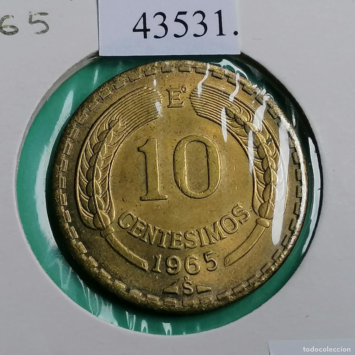 Monedas antiguas de Am&eacute;rica: Chile 1965 E&ordm;, 10 cent&eacute;simos de Escudo, c&eacute;ntimos - Foto 1