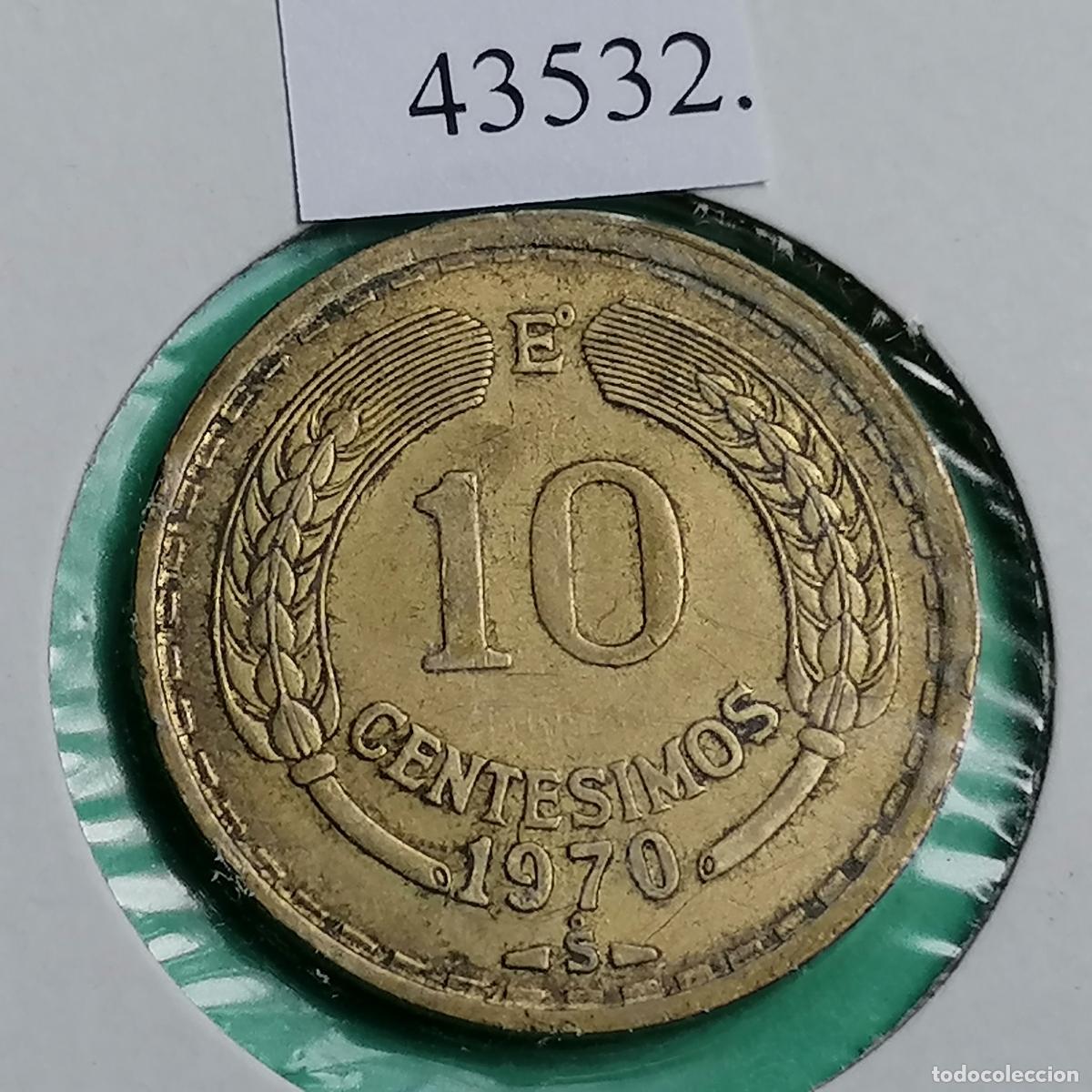 Monedas antiguas de Am&eacute;rica: Chile 1970 E&ordm;, 10 cent&eacute;simos de Escudo, c&eacute;ntimos - Foto 2