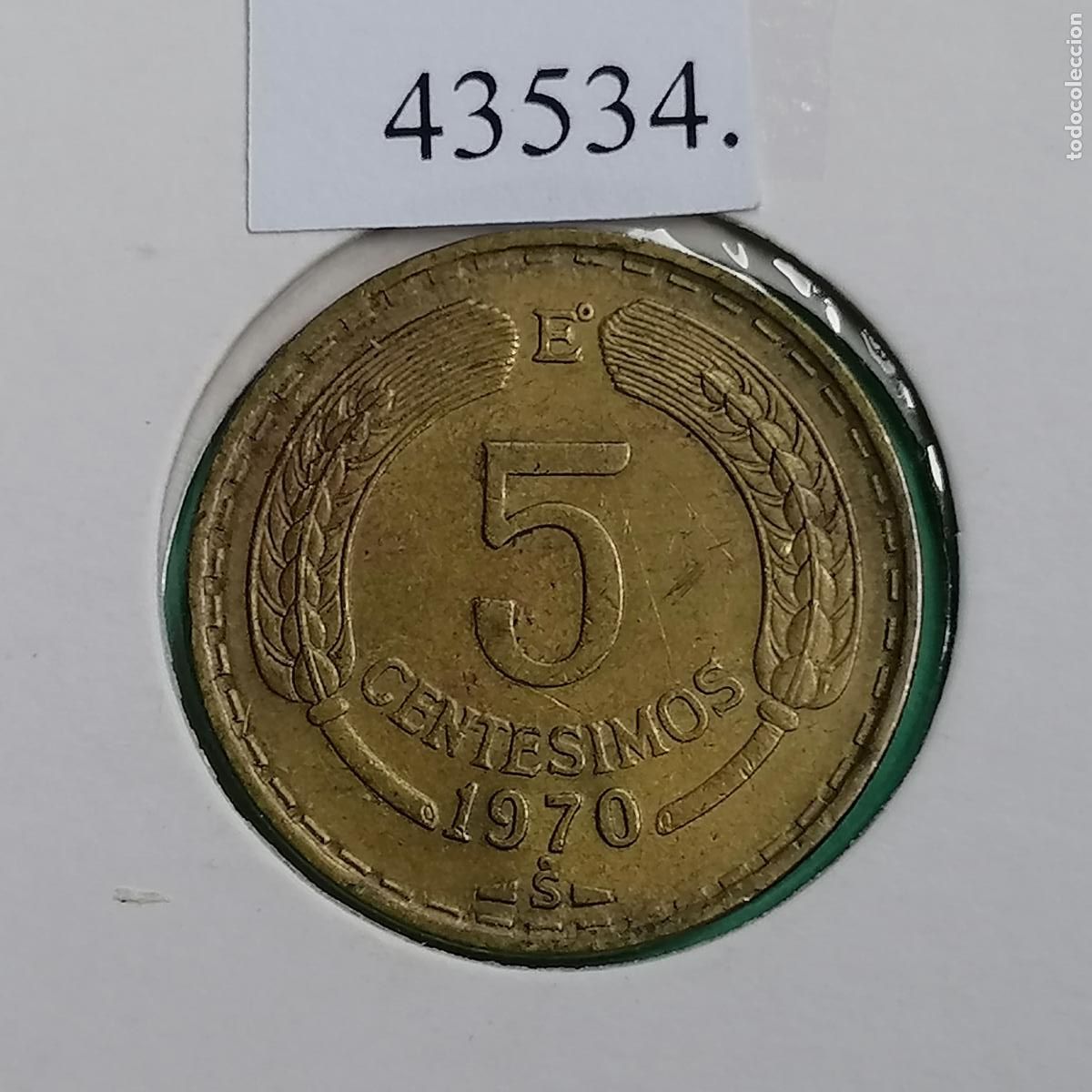 Monedas antiguas de Am&eacute;rica: Chile 1970 E&ordm;, 5 cent&eacute;simos de Escudo, c&eacute;ntimos - Foto 1