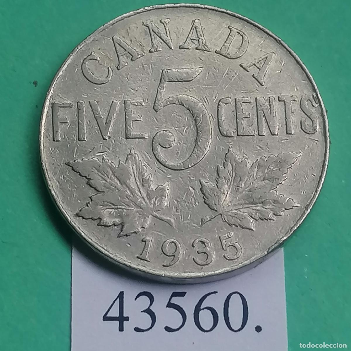 Monedas antiguas de Am&eacute;rica: Canada 5 centimos 1935 - Foto 2