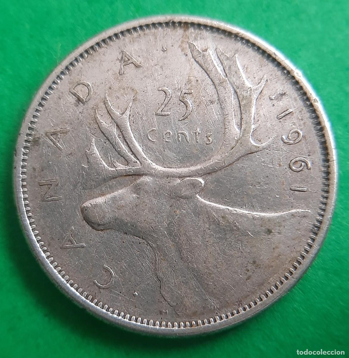 Monedas antiguas de Am&eacute;rica: ❤(CANAD&Aacute;)(PLATA)❤(1961) 25 CENTAVOS - Foto 1