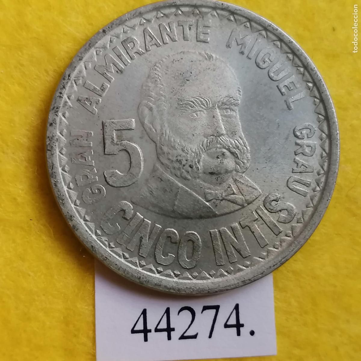 Monedas antiguas de Am&eacute;rica: Per&uacute;, 5 intis, 1987 , - Foto 1