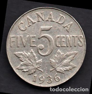 Monedas antiguas de Am&eacute;rica: CANADA -5 CENTAVOS 1936 - Foto 1