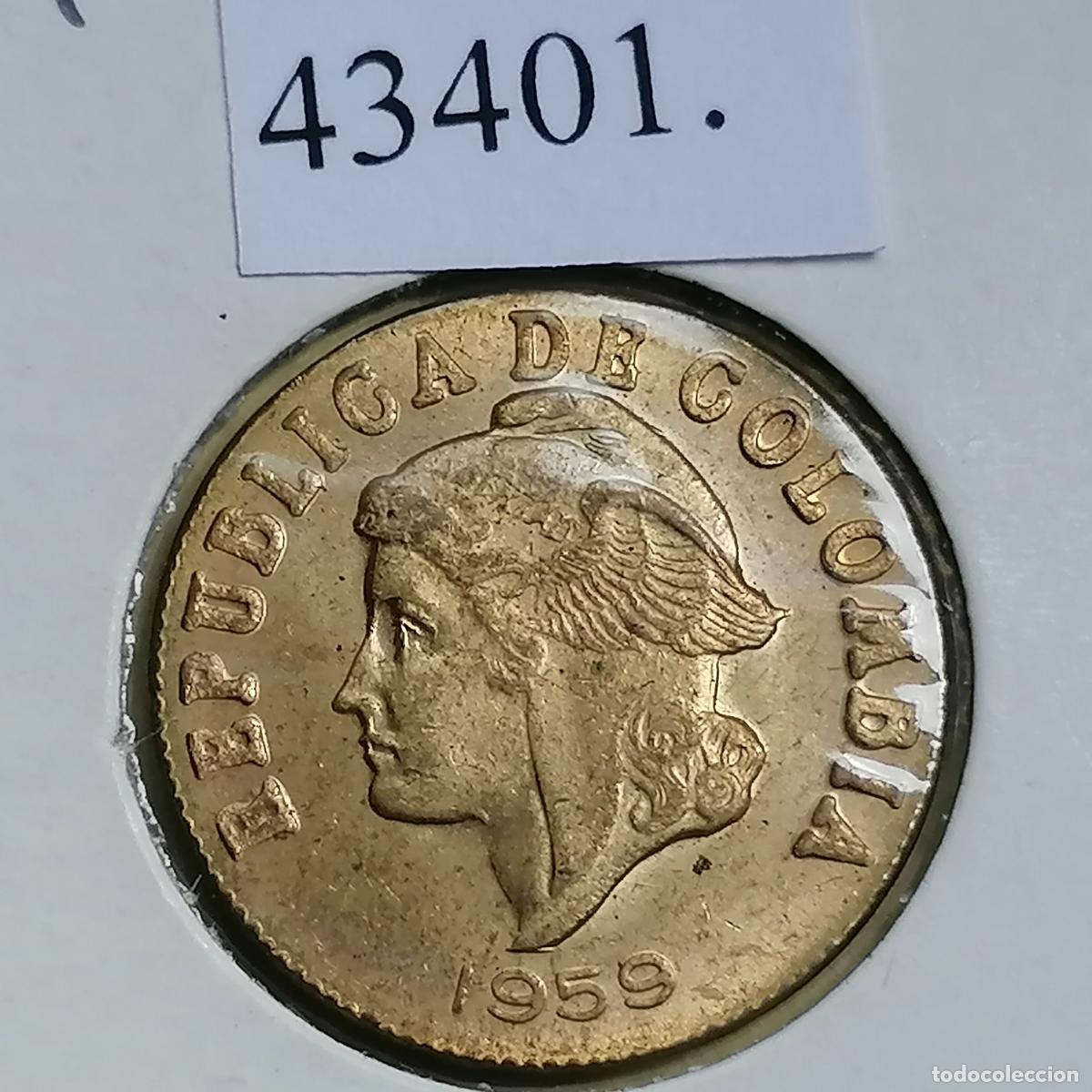 Monedas antiguas de Am&eacute;rica: Colombia 2 centavos 1959, c&eacute;ntimos - Foto 1